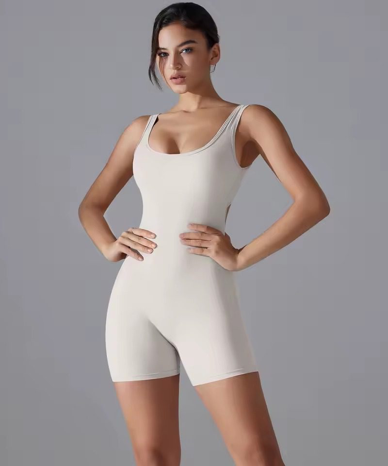 Trendy No Pocket Knitted Backless Yoga Jumpsuit