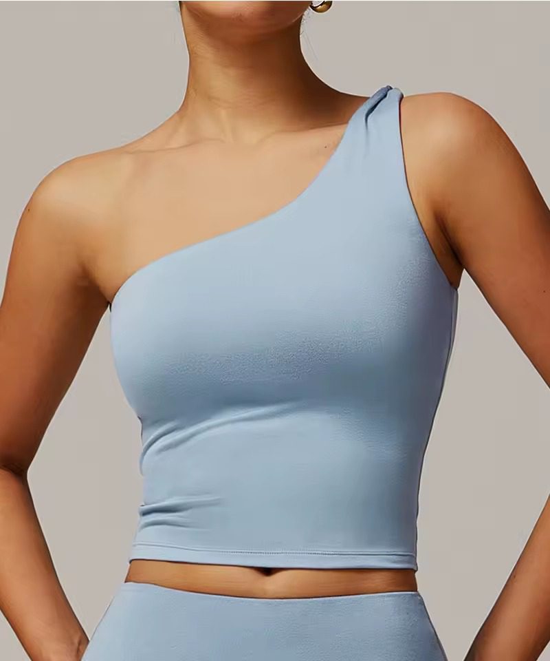 Trendy Single Shoulder Breathable Running Sports Bra