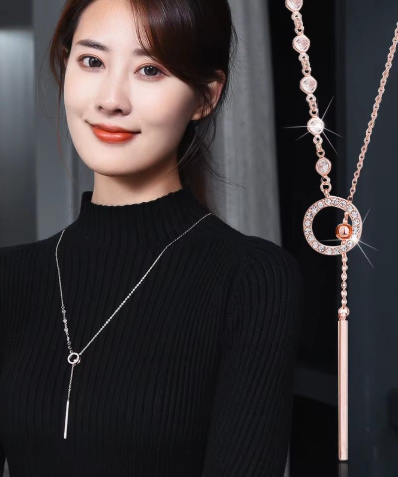 Versatile Simple Sweater Chain Ring Decoration Necklace