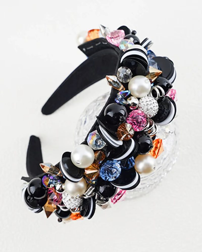 Vintage Bohemian Style Handmade Headband with Sequins and Rhinestones