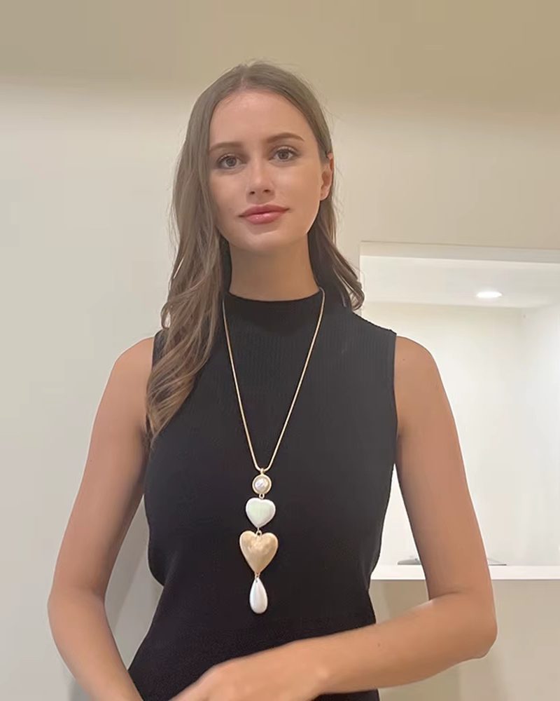 Vintage Long Chains Handmade Sweet Heart Gothic Valentines Day Necklace