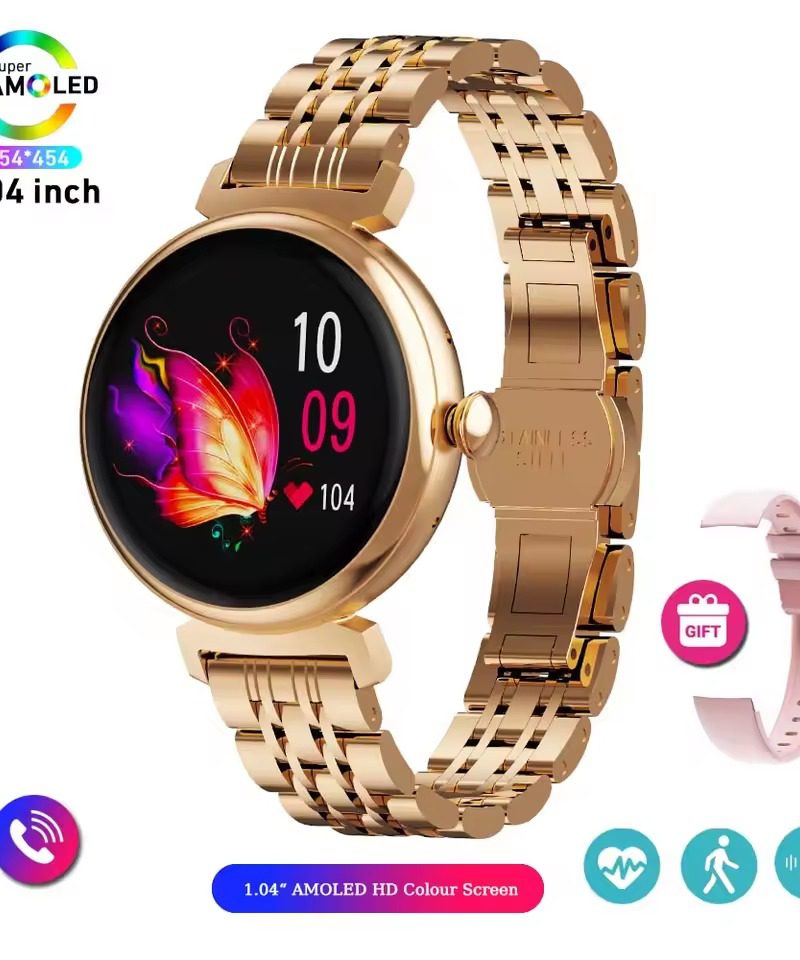 AMOLED HD Small Screen Bluetooth Call Stainless Steel Smartwatch