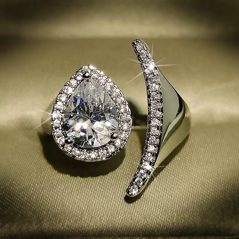 Boho Punk Water Drop 925 Sterling Silver Luxury Wedding Ring