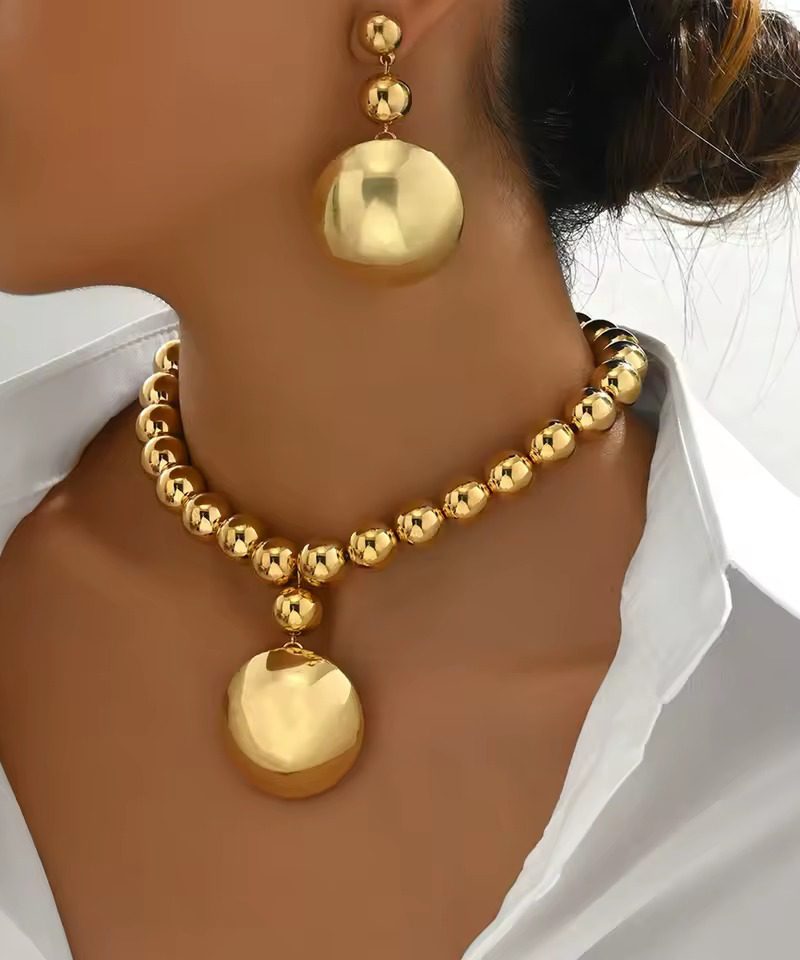 Trendy Round Pattern Copper Wedding Banquet Jewelry Set