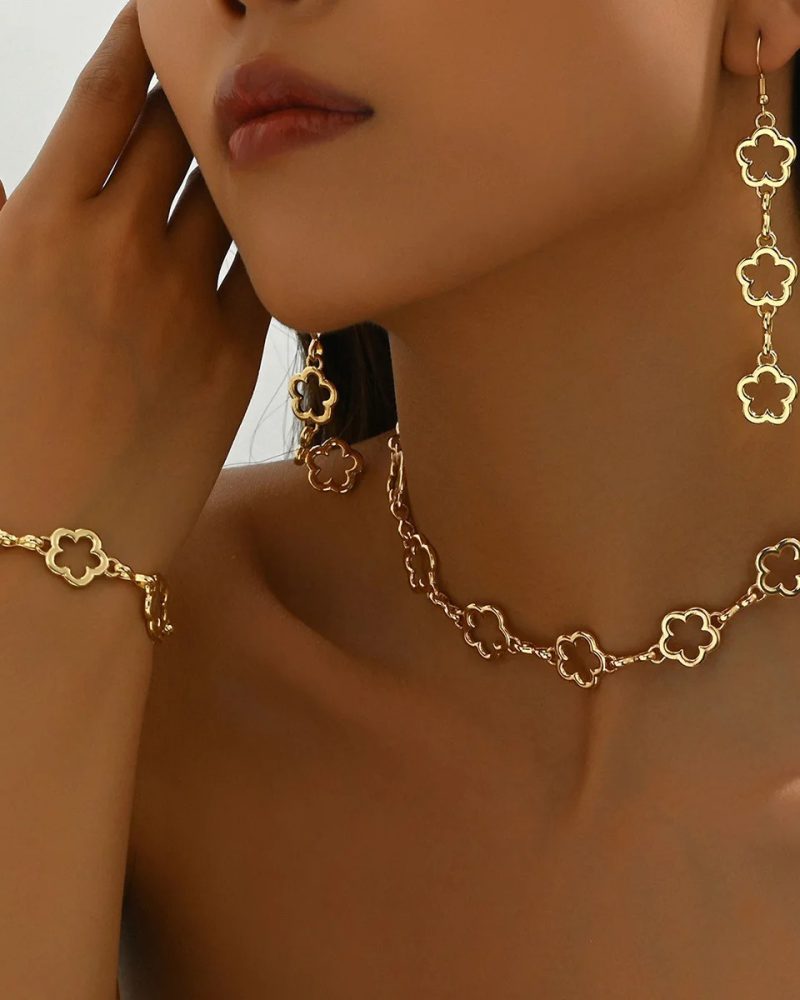 Vintage Wedding Party Holiday 3pcs Earrings Necklace Bracelet Jewelry Set