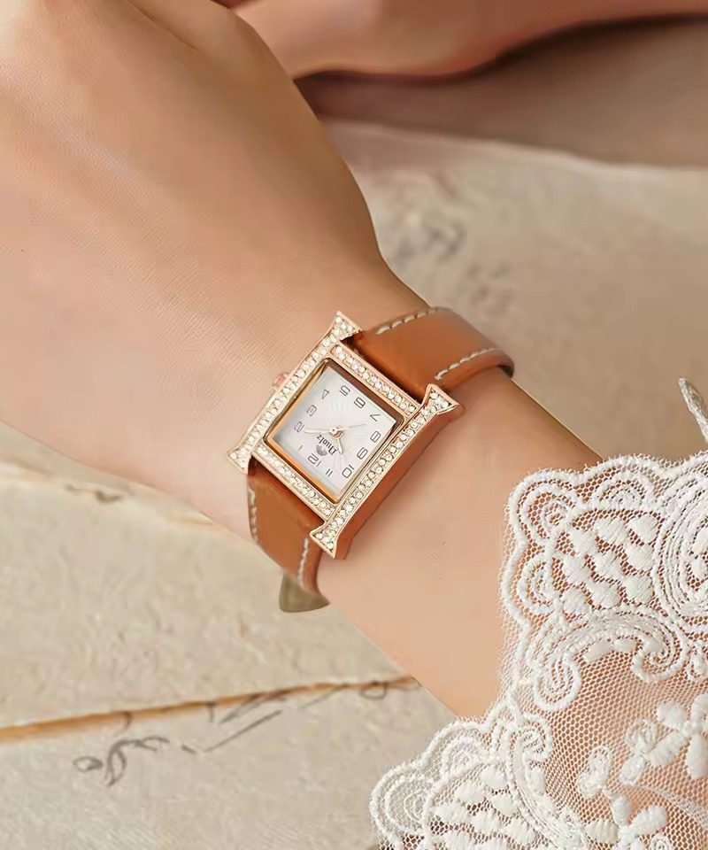 Casual Leather Brand Waterproof Quartz Square Watch