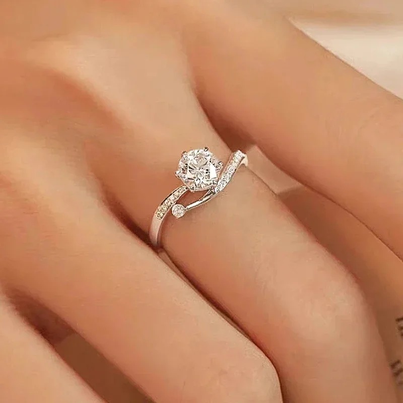 Chic Engagement Wedding Luxury Silver Color Brilliant Cubic Zirconia Ring