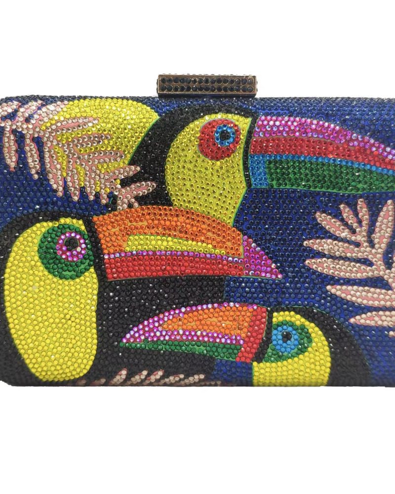 Crystal Rhinestones Box Minaudiere Party Cocktail Handbag Diamond Chain Clutch Purse