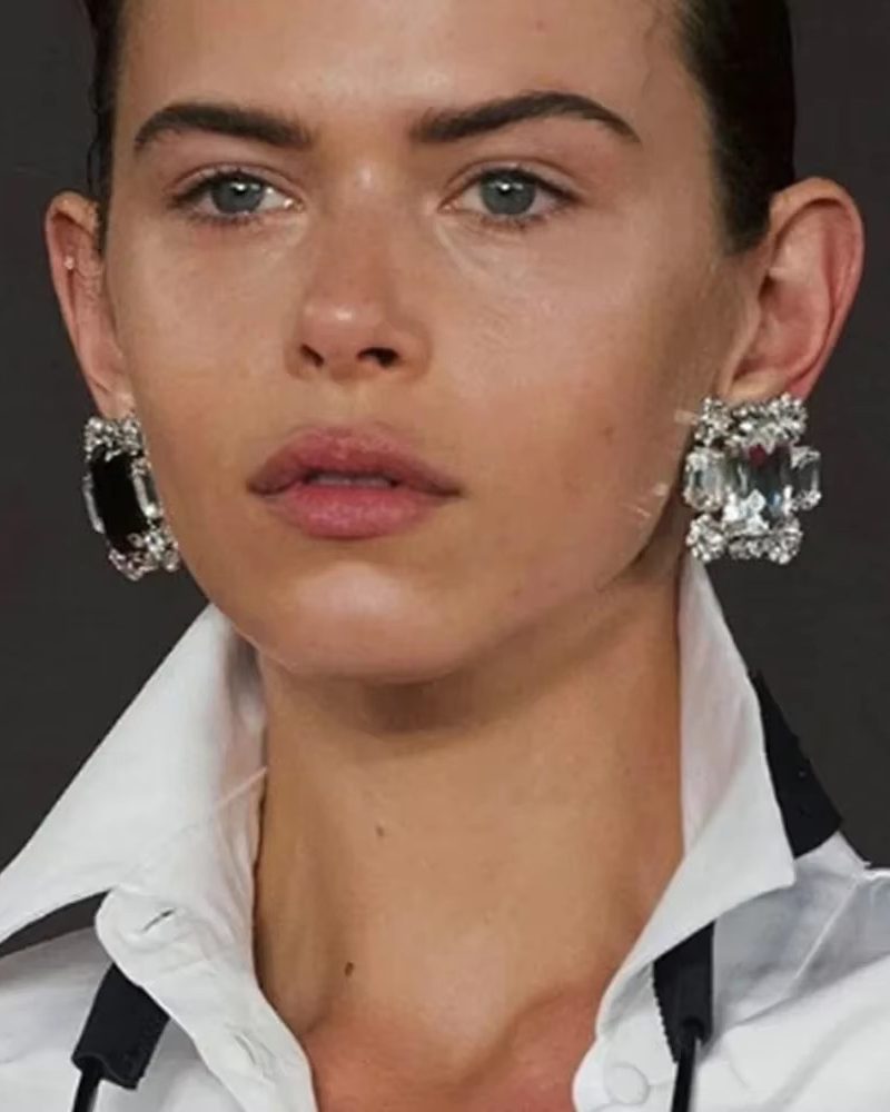 Crystal Square Rhinestone Clip on Earring Without Piercing Ear Clips