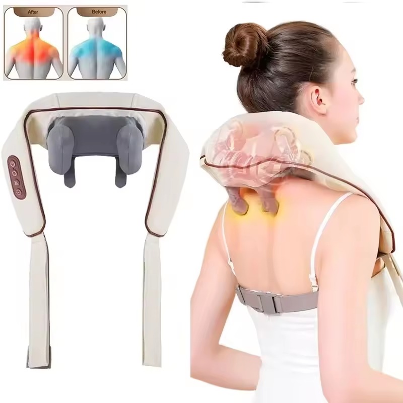 Deep Tissue Shiatsu Heat for Pain Relief Electric Kneading Squeeze Muscles Massage