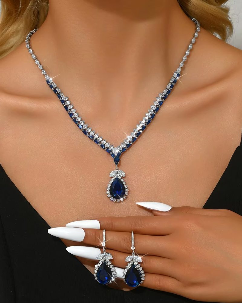 Design Sense Wedding Party Zircon Water Drop Necklace Earrings Set
