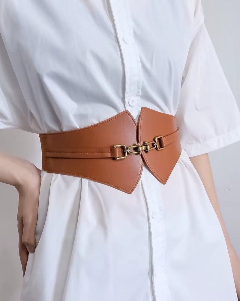 Fashion Wide Waistbands Elastic Leather Waist Belt