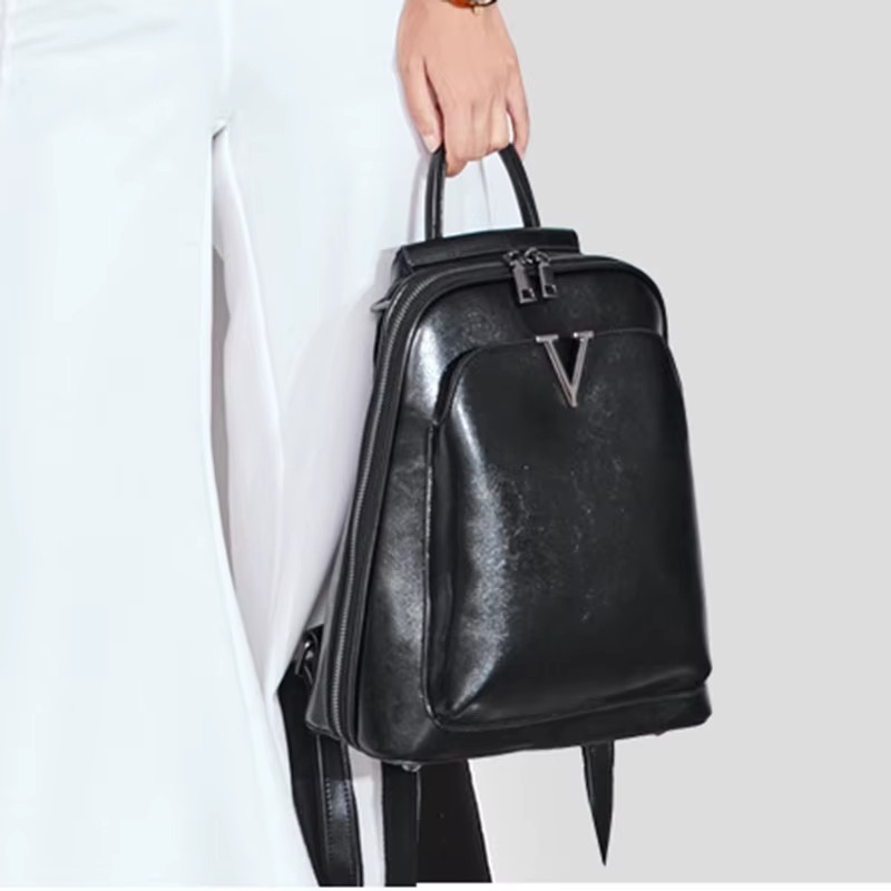 Genuine Leather Oil Wax School Fashion Retro Cowhide Backpacks