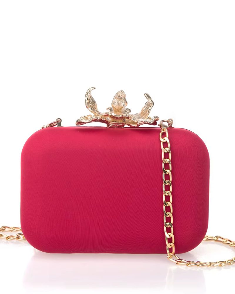 Metal Craft Lotus Waterproof Lycra Fabric Clutch Bag