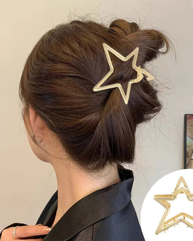 Metal Hollow Pentagram Star Sweet Cool Charm Trend Hair Clip