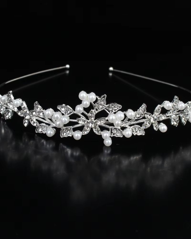 Pearl Diamond Alloy Rhinestone Princess Wedding Bride Crowns