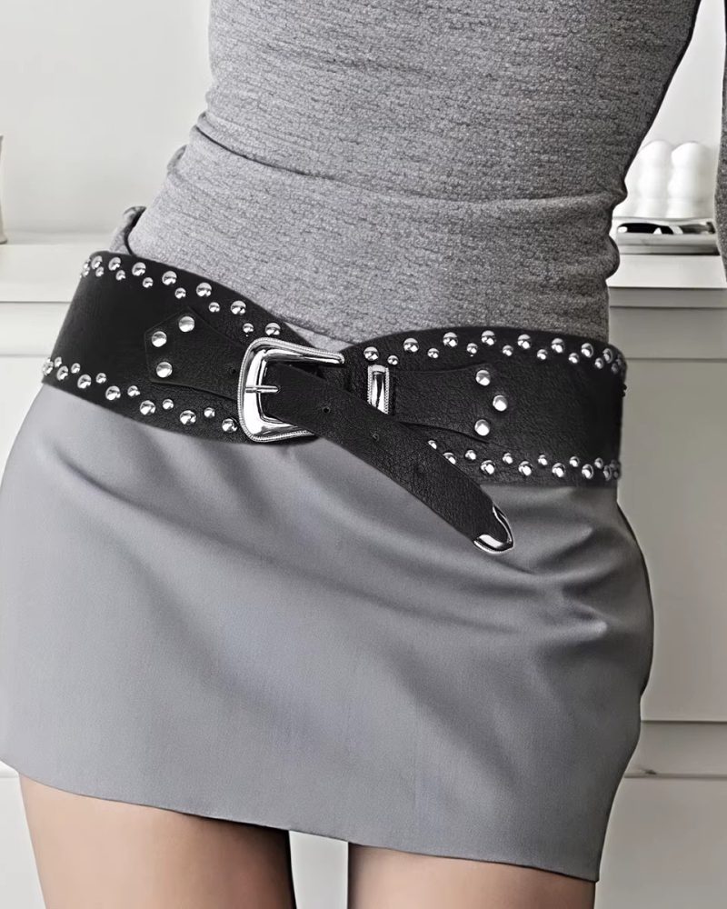 Riveted Punk Wide Personality Spice Street Fashion Retro Belt