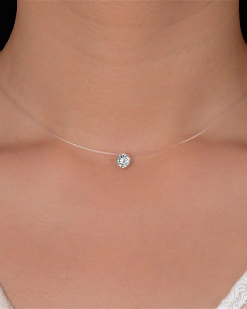 Shiny Crystal Transparent Fishing Line Round Zircon Necklace
