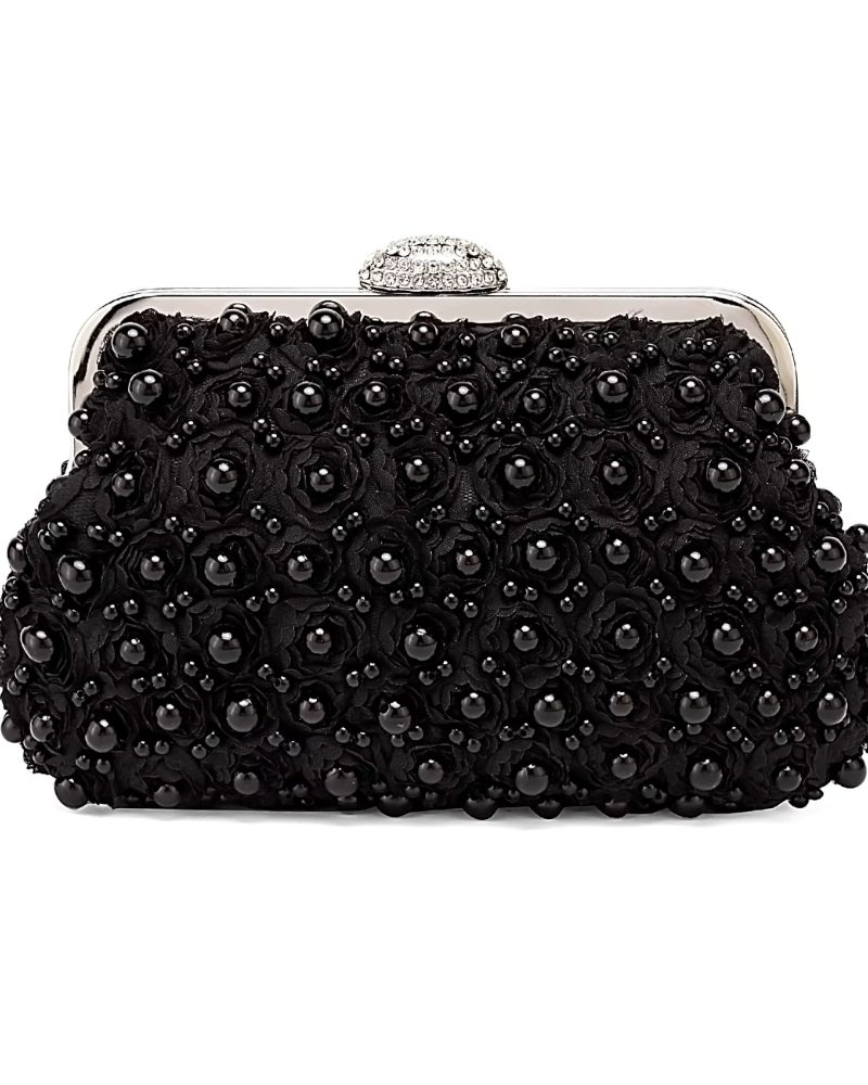 Sweet Beaded Lace Flower Pearl Bridesmaid Party Clutch Evening Bag