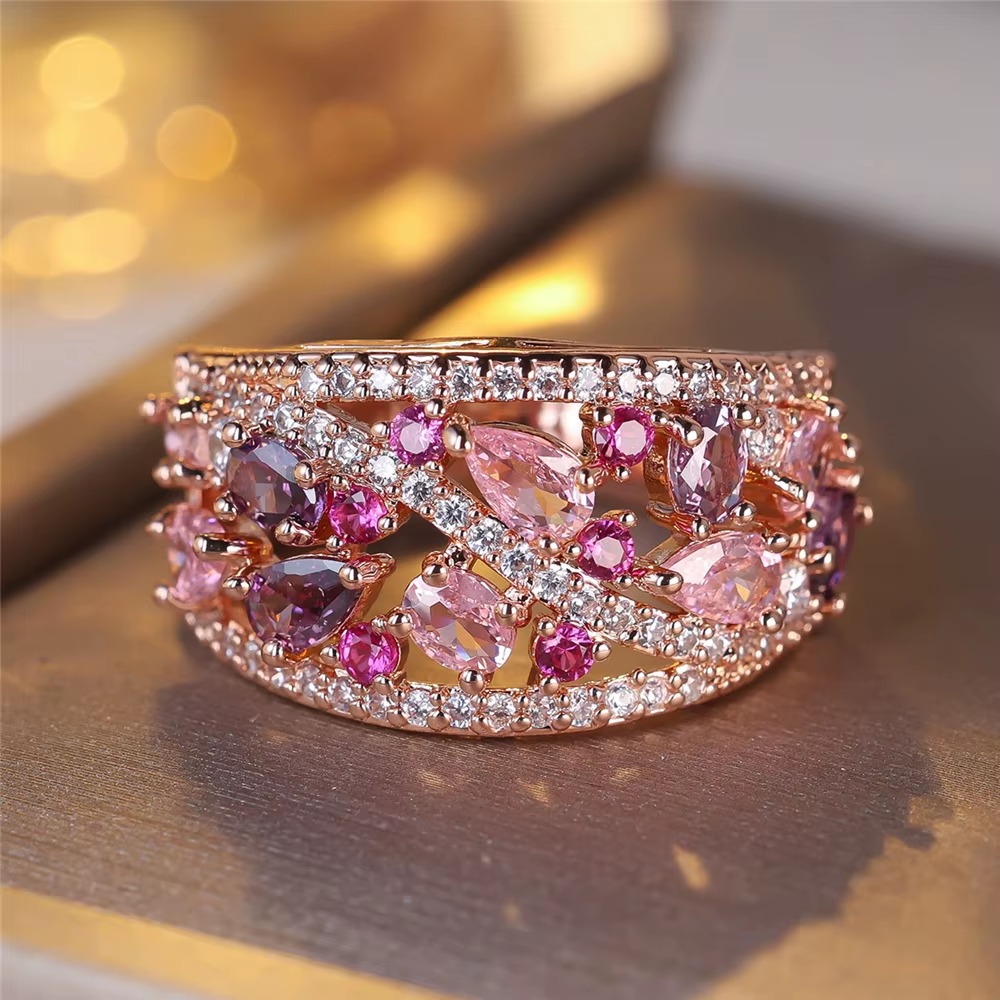 Trendy Zircon Wide Vintage Wedding Bands Engagement Rings - Image 5