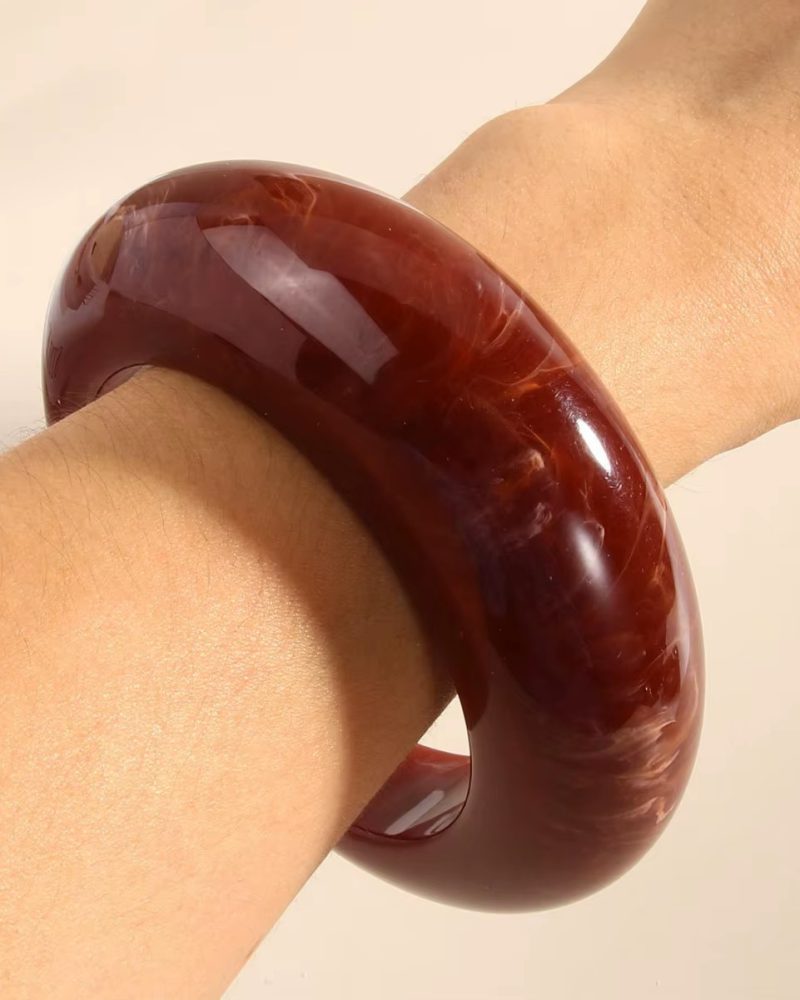 Vintage Geometric Irregular Resin Wide Cuff Designer Bracelet