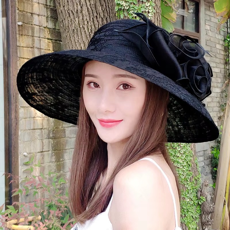 Casual Flower Large Wide Brim Party Wedding Big Hat