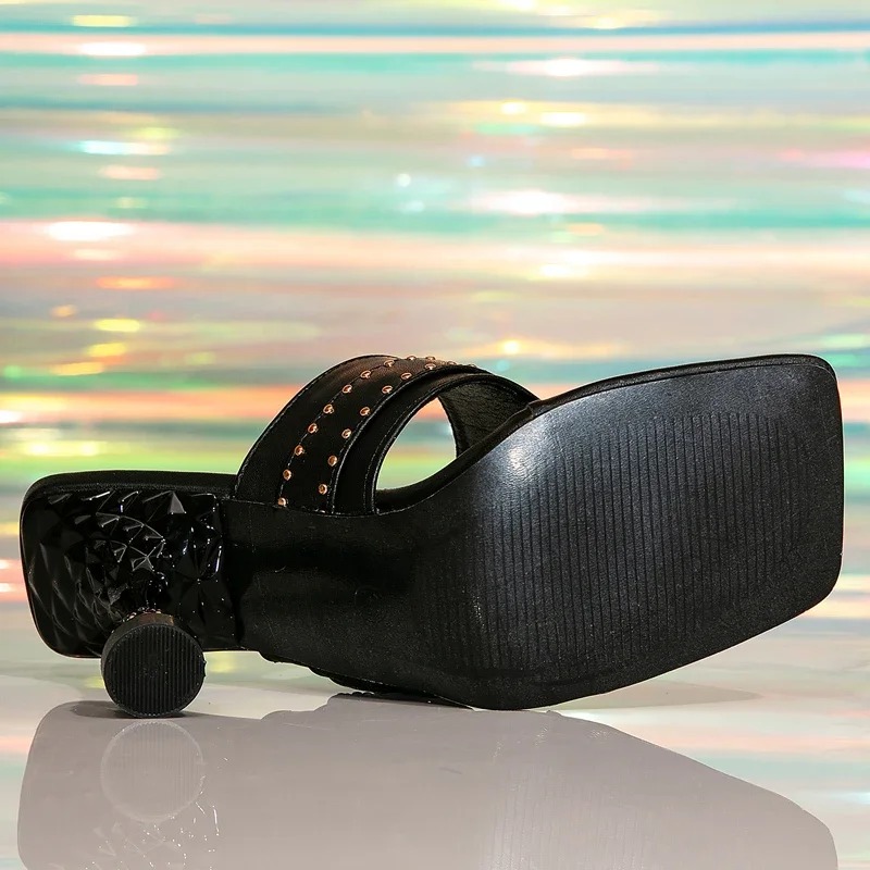 Beach Style Gem Buckle Narrow Band Low Thin Heels Flip Flops Clip Toe Slides Sandal - Image 5