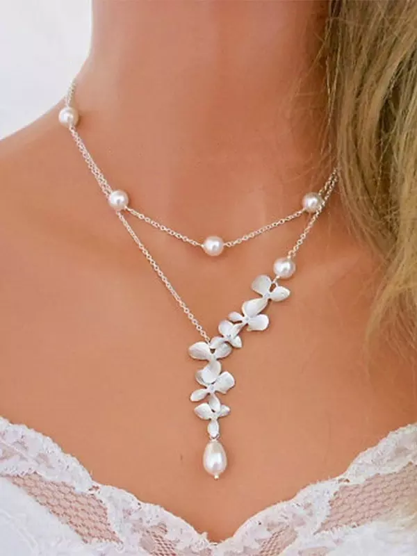 Bohemian Silver Plated Dinner Ball Graduation Pendant Wedding Necklace