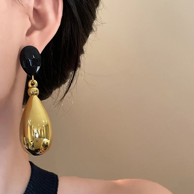 Casual Chunky Trendy Metal Zinc Alloy Water Drop Dangle Post Earrings