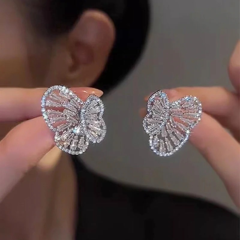 Casual Huitan Novel Double Layers Stud with Sparkling Crystal Cubic Zirconia Romantic EarringsÂ