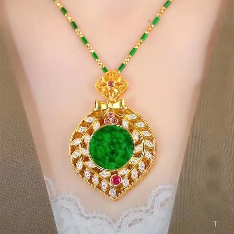 Elegant Design Round Beaded Sweater Natural Agate Senior Sense Chain Pendant Necklace