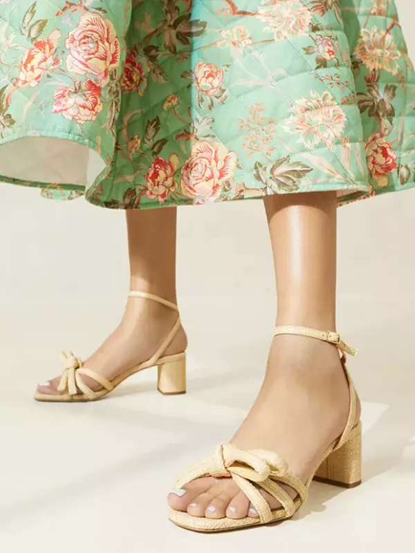 Elegant Bow Open Toe Ankle Strap Chunky High Heel Sandals