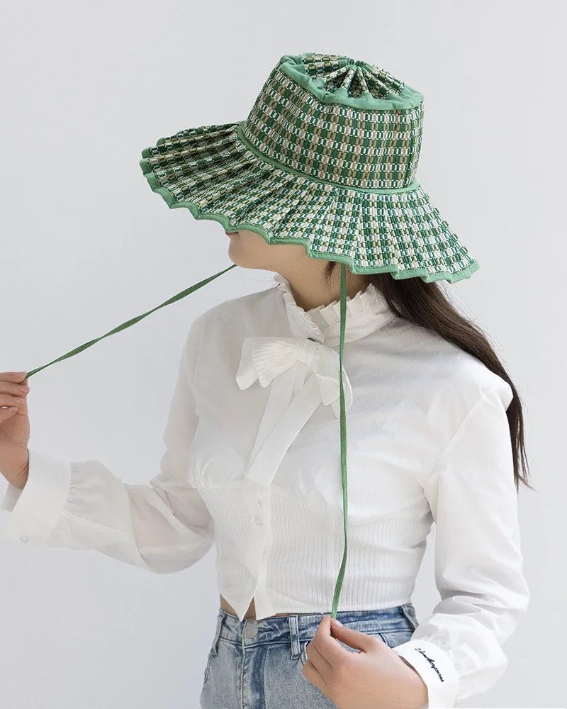 Elegant Fashionable Foldable Pleated Straw Hat With Large Brim Waterproof Straw Sun HatÂ