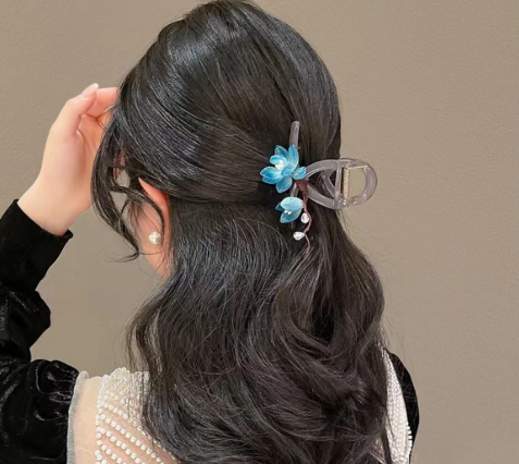 Casual Flower Magnolia Bamboo Leaf Peach Blossom Beach Shark Hair Claw