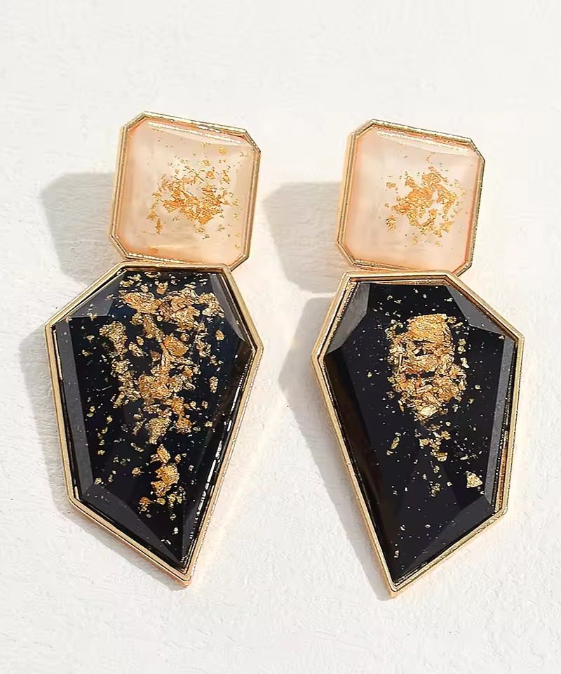 Elegant Geometric Transparent Crystal Pendant Irregular Resin Stone Big Dangle Earrings