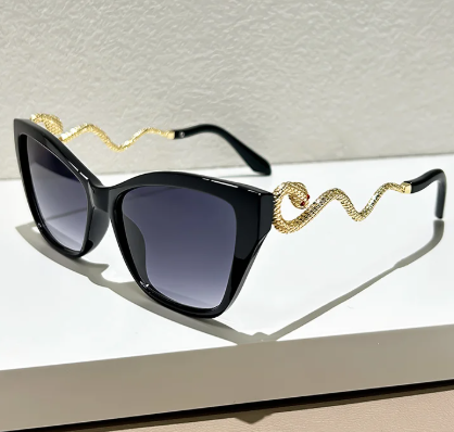 Elegant Metal Stylish Decorative Streetwear Cateye Travel Eyewear Sunglasses