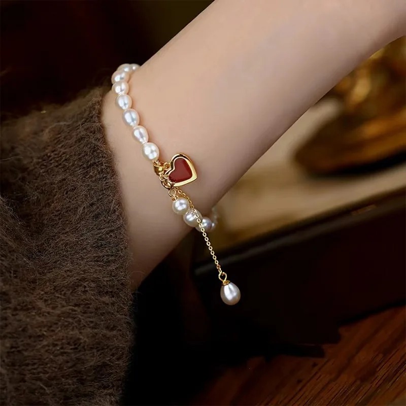 Elegant Natural Freshwater Pearl Romantic Love Heart Birthday Gifts No Fade Cheap bracelet