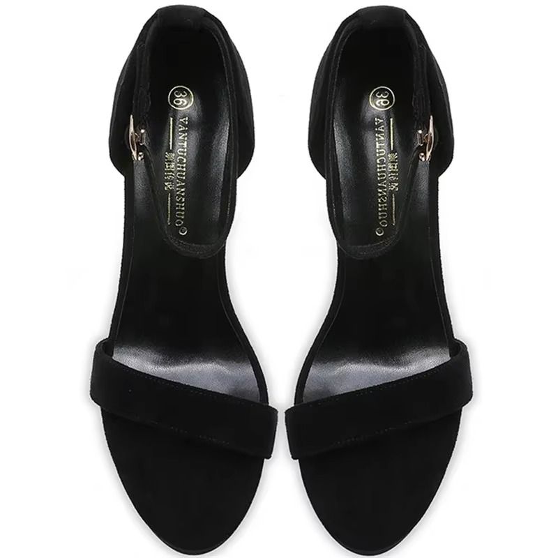 Elegant Platform Suede Stiletto Heels Strappy High Heels Sandals - Image 3