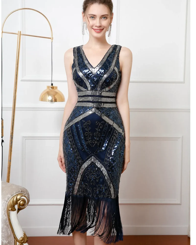 Elegant Vintage Sequin Vestido Luxury Birthday Party Dress