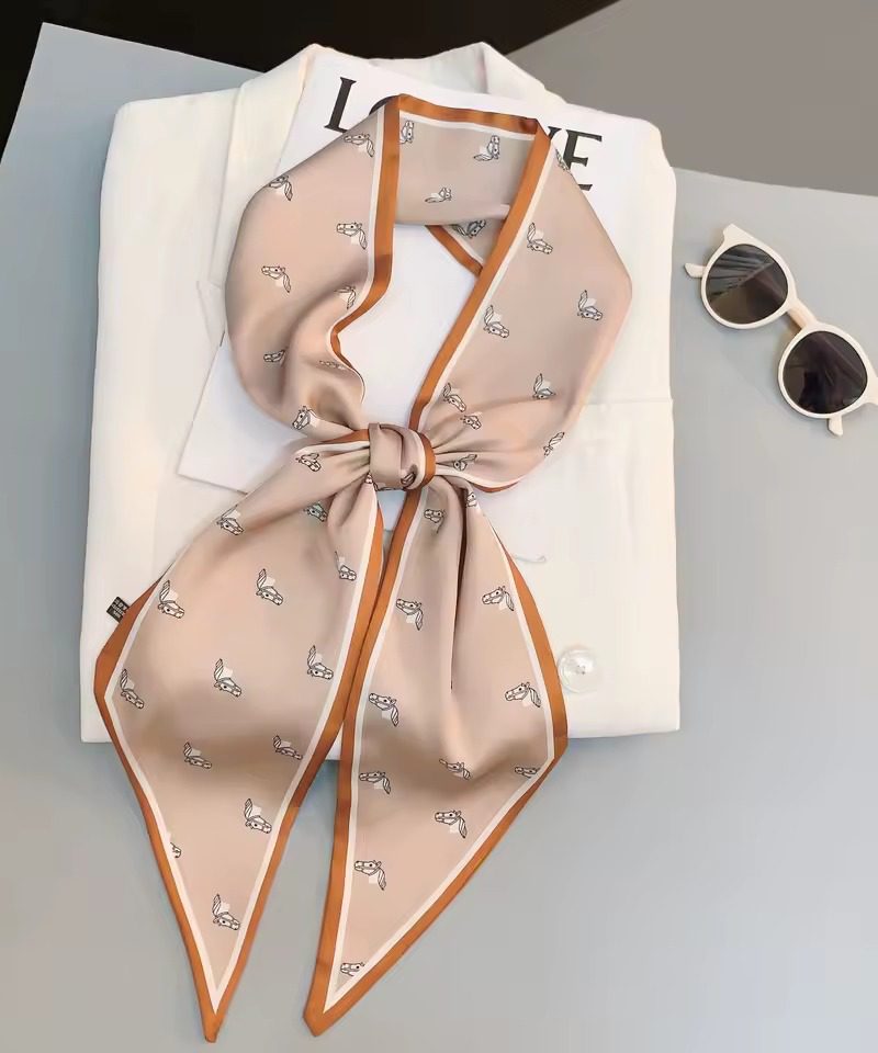 Retro Design Silk Skinny Headwear Print Neck Tie Hair Hand Bag Ribbon Wrist Belt Foulard Scarf