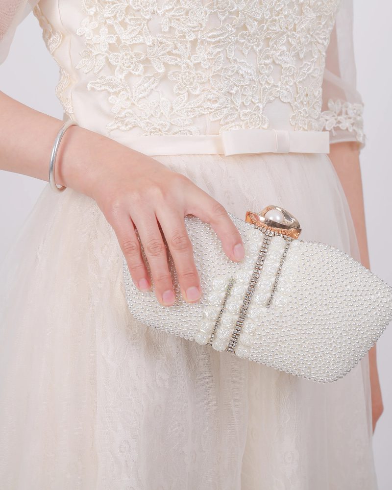 Rhinestone with Diamond Pearl One Shoulder for Evening Wedding Party Chain Clutch Bag