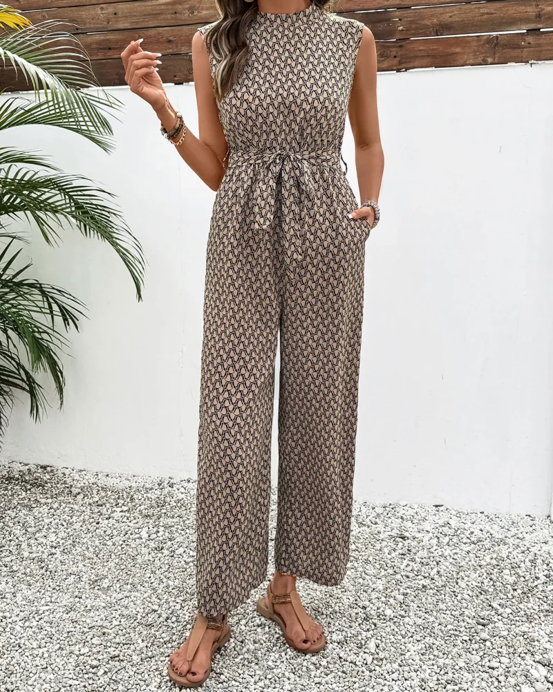 Sleeveless With Elegant Stylish Commuting High Waisted Jumpsuits