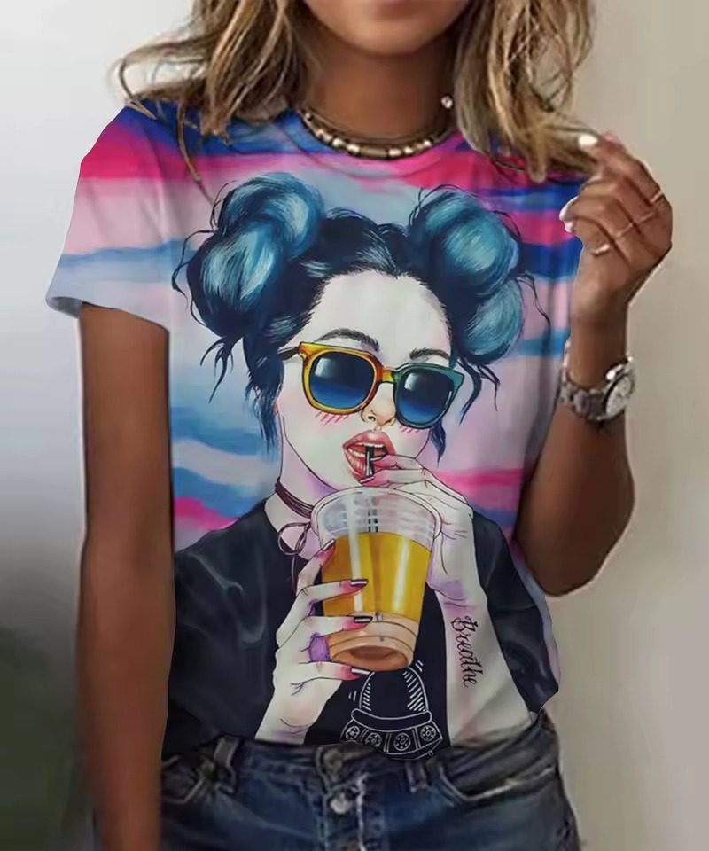 Vintage Cartoon Characters Print Funny Top T-Shirts