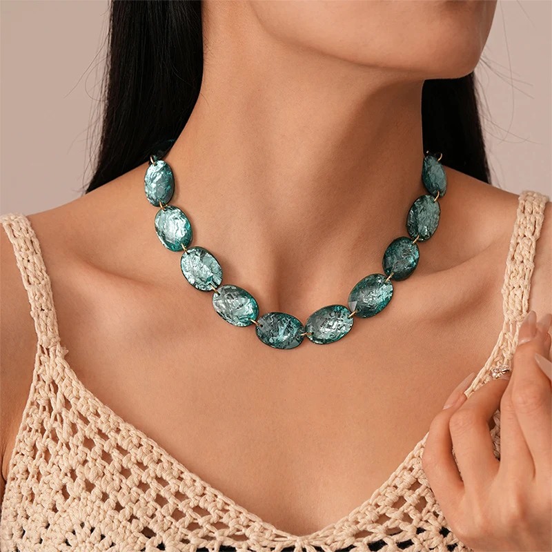 Vintage Ellipse Geometry Trend Delicate Exaggerate Party Gifts Personality Necklace