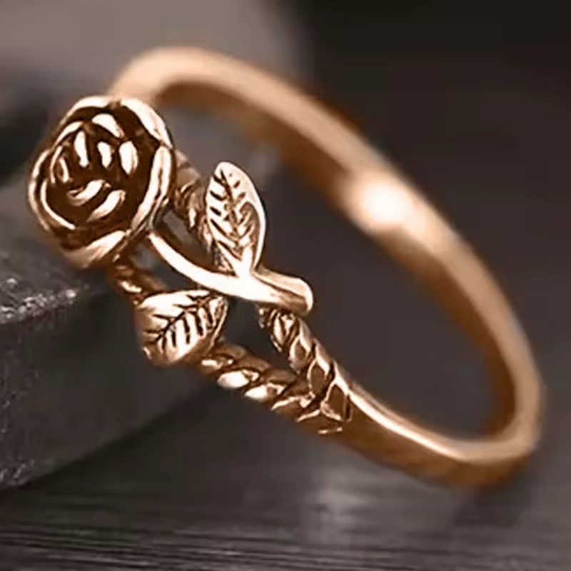 Retro Plant Rose Zircon Exaggerated Atmospheric Trendsetters And Personalized Rings