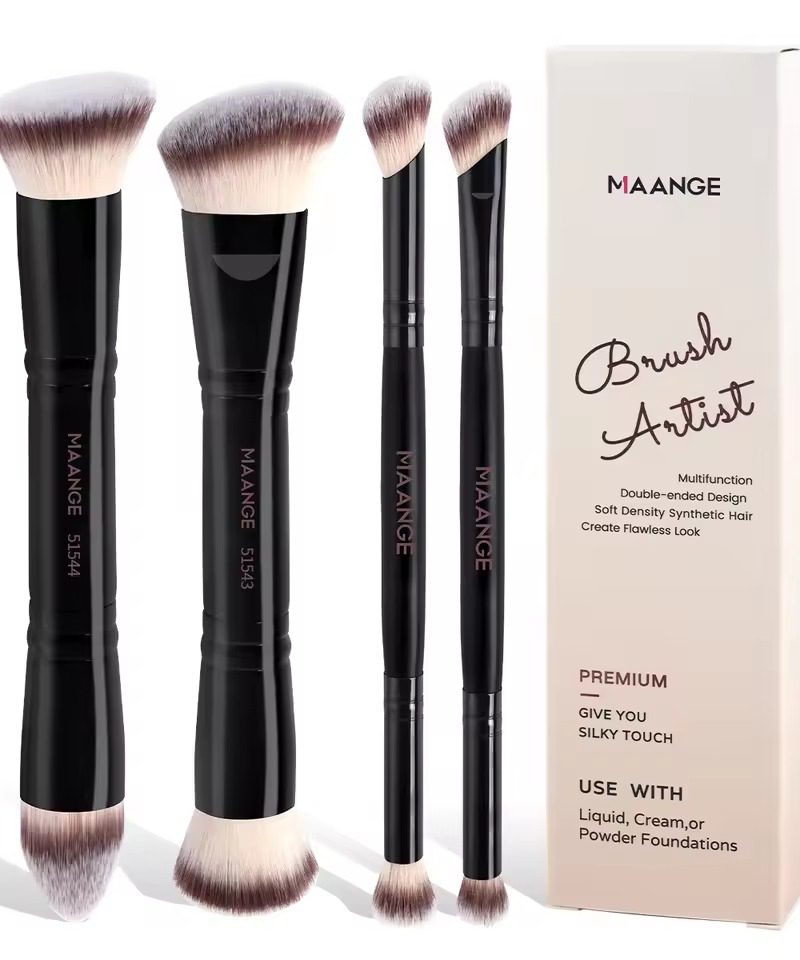 Basic With Box Dual-ended Foundations Powder Eyeshadow Makeup 4pcs Brushes Set
