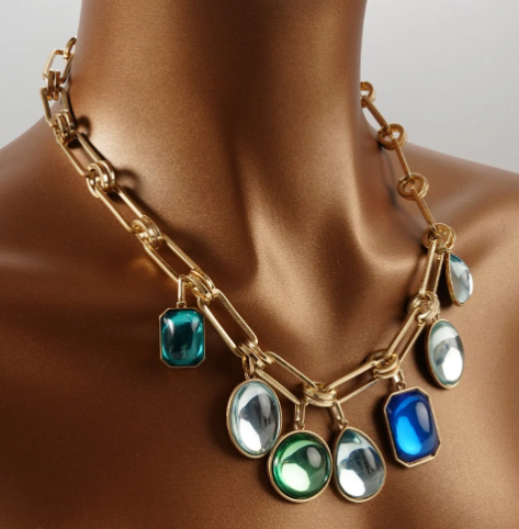 Bohemian Banquet Wear Matching Ornaments Irregularly Shaped Pendant Necklace