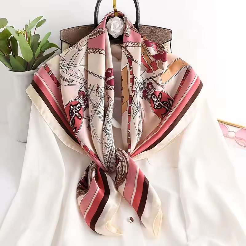 Casual Shawls And Wraps Office Small Hair Neck Hijabs Kerchief Foulard Square Silk Scarf