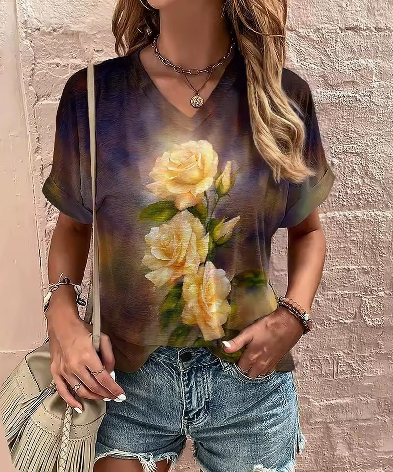 Casual Short Sleeve Streetwear V Neck Pullover Oversized 3d T Shirts