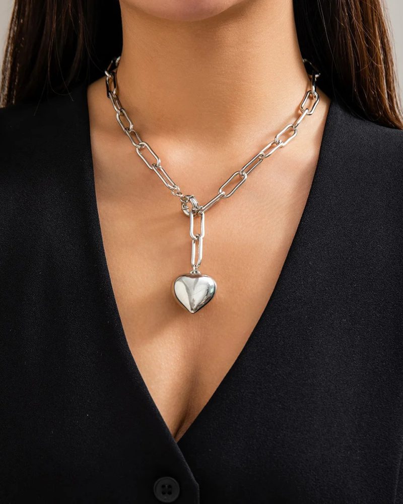 Elegant Geometry Chain Unquie Wholesale Popcorn Chain Jewelry Heart Pendant Necklace